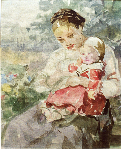 Frau mit Kind auf dem Schoß