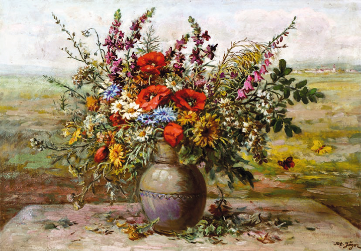 Feldblumen, Vase auf dem Tisch