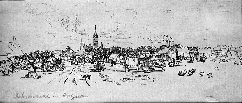 Hatzfeld,  Jahrmarkt (Marktplatz im Hintergrund die Kirche)