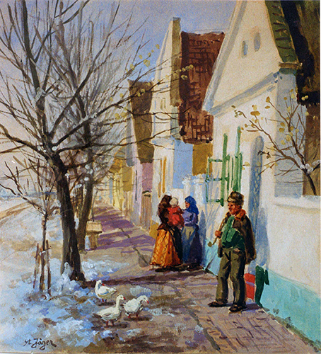Dorfstraße im Winter