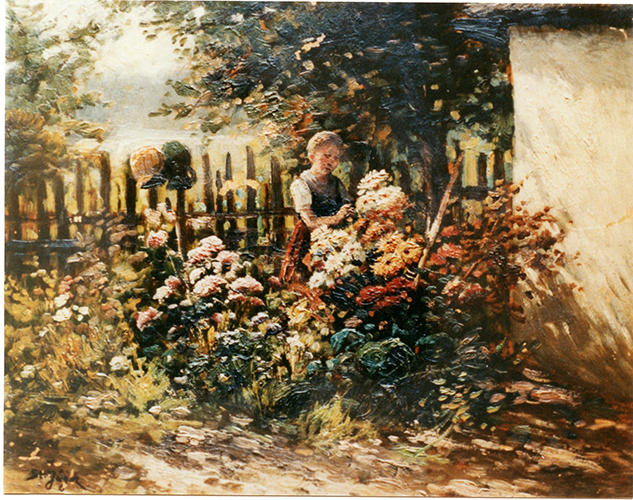 Mädchen im Blumengarten
