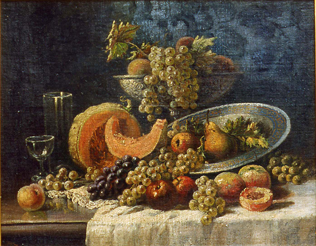 Stillleben – Früchte, Trauben, Glas
