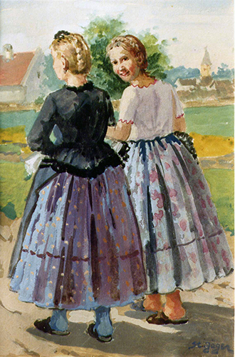 Zwei Mädchen am Dorfrand