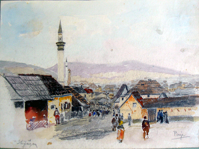 Pljevlja, Minarett und Straße