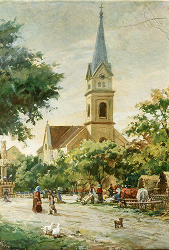 Wochenmarkt in Hatzfeld - Kirche