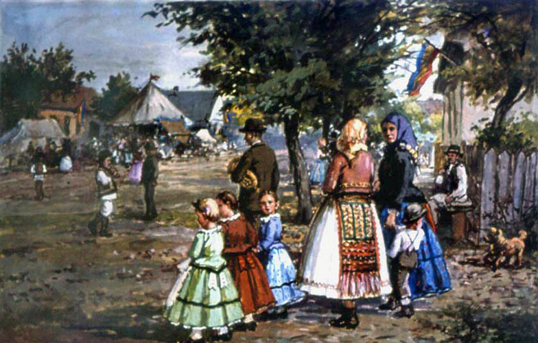 Festtag auf dem Dorfplatz - rumänische Bäuerin