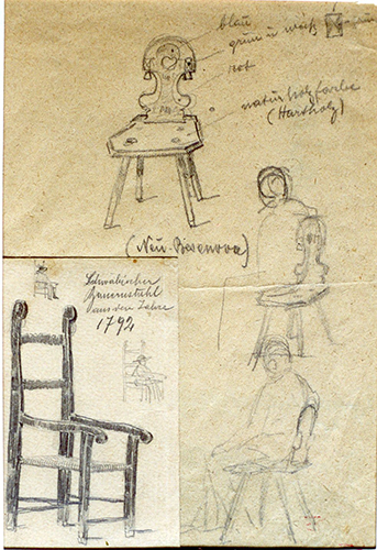 Stühle, vier verschiedene Formen – Neu Beschenova