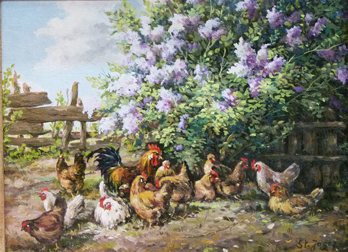 Hühnerhof im Sommer