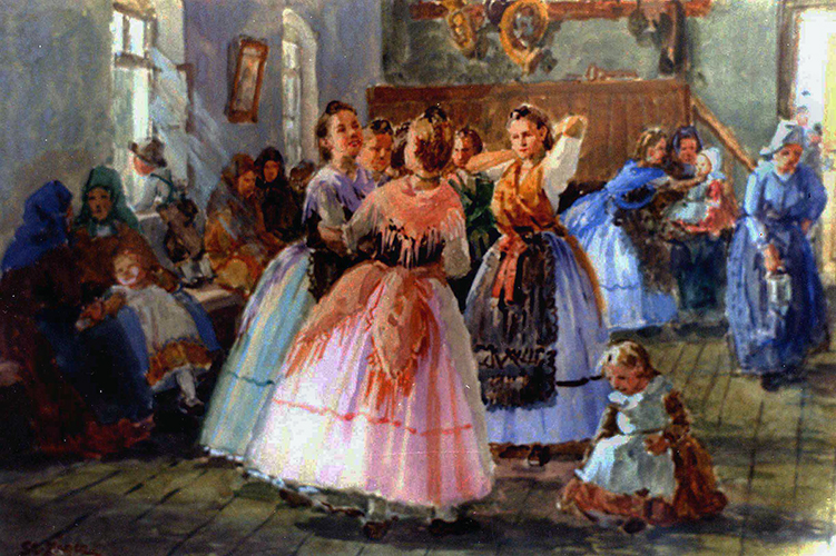 Tanzpause - Mädchengruppe im Tanzsaal