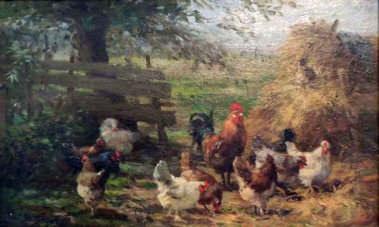 Hühner auf dem Misthaufen