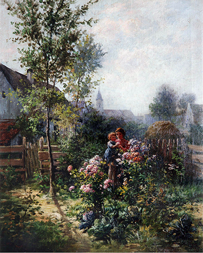 Mutter und Kind im Garten