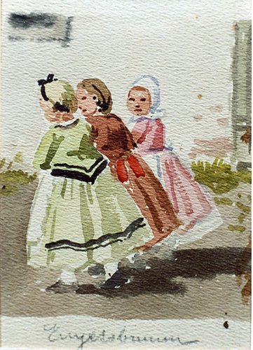 Drei kleine Mädchen in Engelsbrunner Tracht