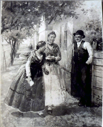 Neckerei - zwei Mädchen, Junge am Zaun rechts