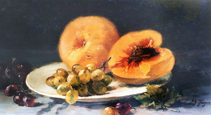Pfirsich und Trauben