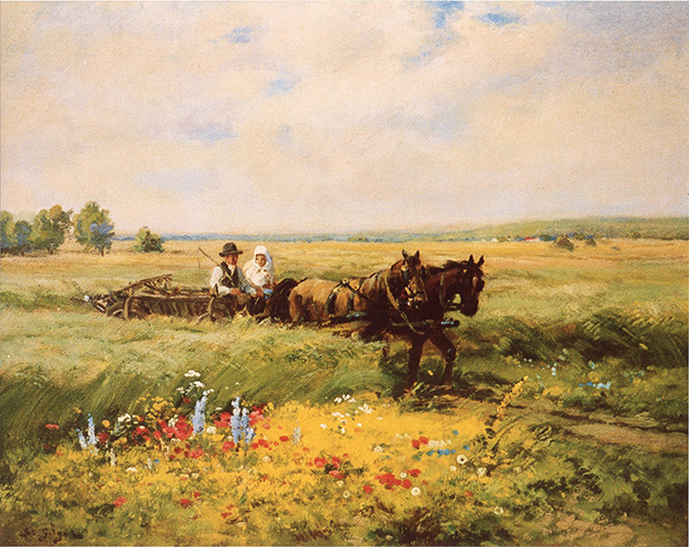 Pferdegespann in der Weizenflur
