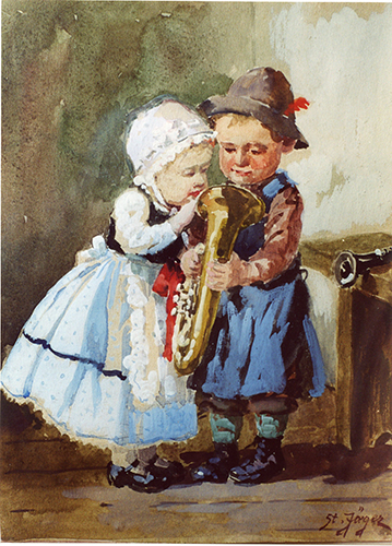 Zwei Kinder mit Flügelhorn