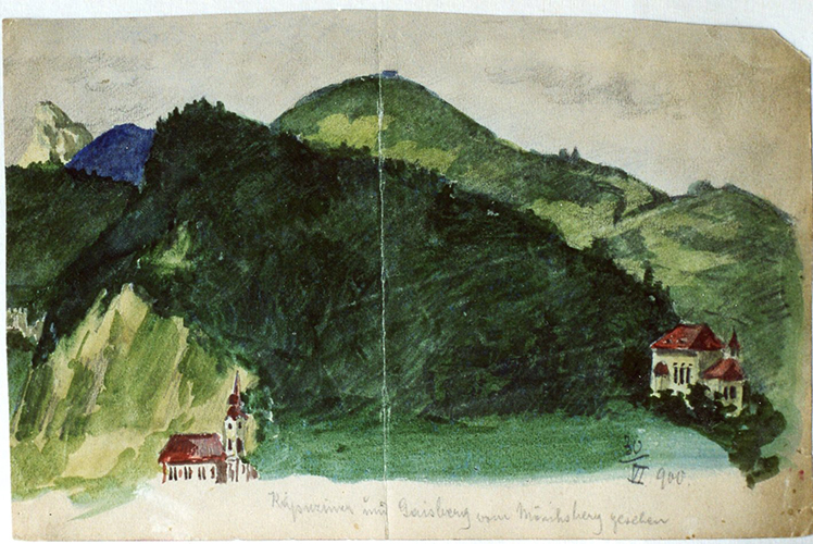 Salzburg, Kapuziner und Gaisberg vom Mönchsberg