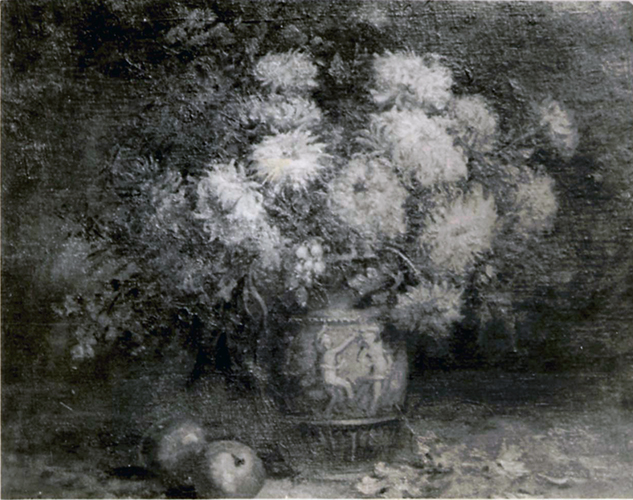 Chrysanthemen und Äpfel