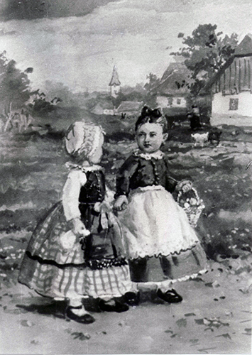 Zwei Mädchen in Tracht - Körbchen