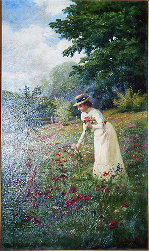 Dame auf einer Blumenwiese