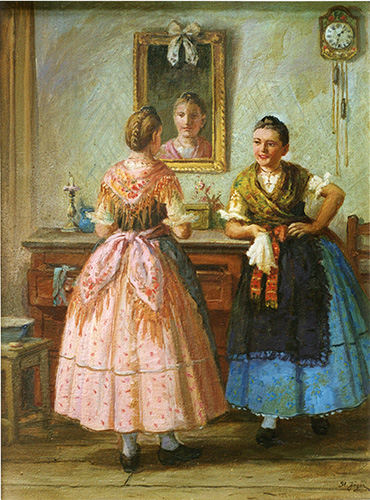 Freundinnen vor dem Spiegel