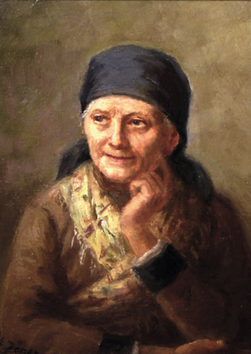 Das Alter – Alte Bäuerin mit Kopftuch